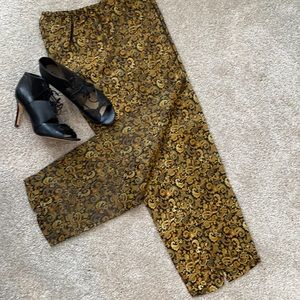 SALE…Black/Gold shiny ankle pants.